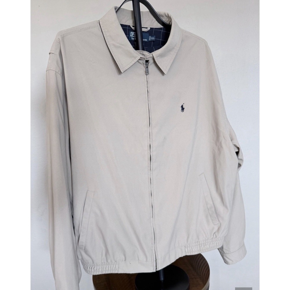 Polo by Ralph Lauren Men's Beige Full Zip Jacket Point Collar Logo XXL